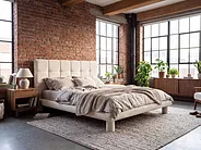 Bett mit Lattenrost Bouclé CRESSAT 160 x 200 cm Cremeweiß_1150975