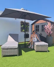 Sonnenliege mit Kissen TURIN mit Relaxfunktion Polyrattan Grau_1034219