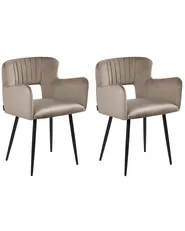 Esszimmerstuhl 2er Set SANILAC Samtstoff Taupe_1042839