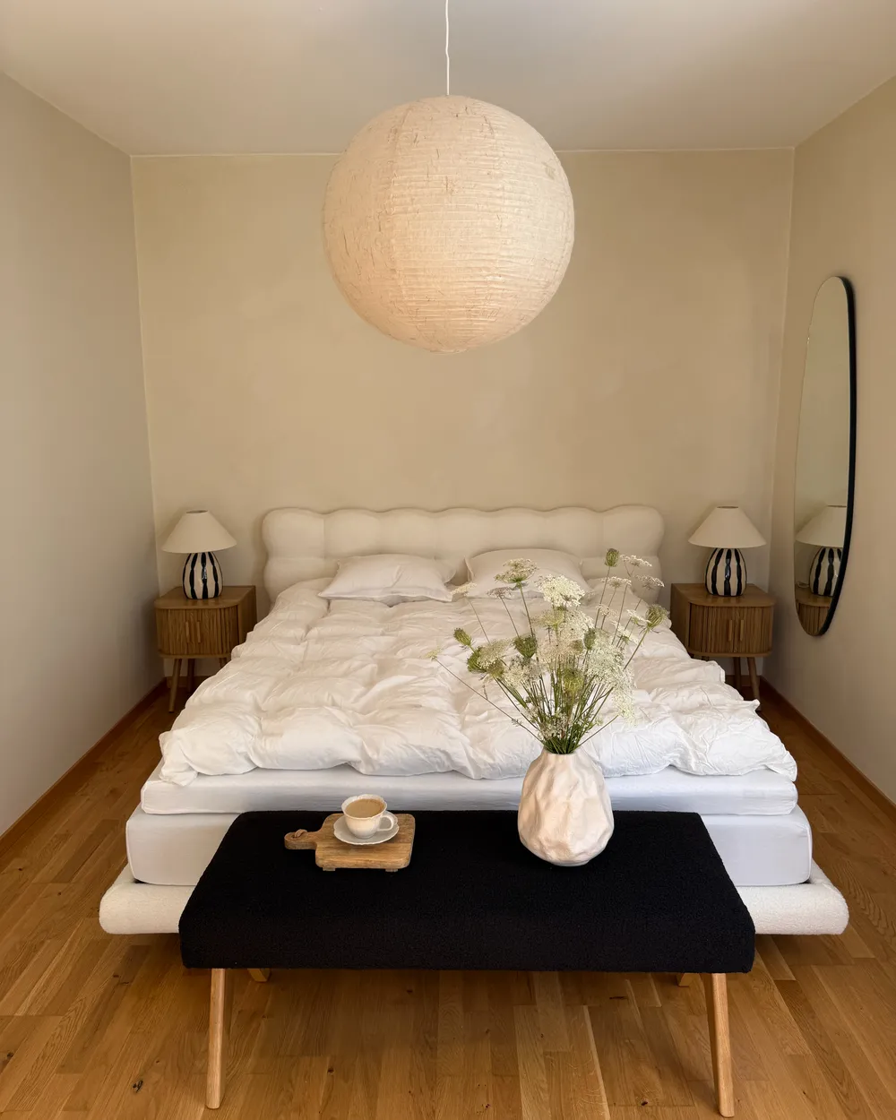 Bett mit Lattenrost Bouclé SOULISSE 180 x 200 cm Cremeweiß_1012571