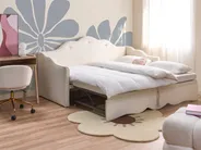 Ausziehbett Samtstoff LORETTE 90 x 200 cm Hellbeige_1080997