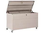Aufbewahrungsbox KYMI 136 cm 55 cm Metall mit Rädern Beige_1172869