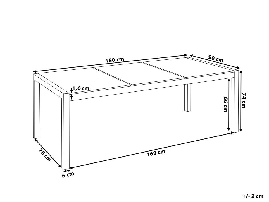 Gartentisch GROSSETO 180 cm 90 cm Granit geflammt Graphitgrau_450459