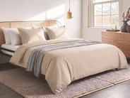 Duvet Cover Set PARKROSE 220 x 240 cm Sateen Cotton Beige_1071694