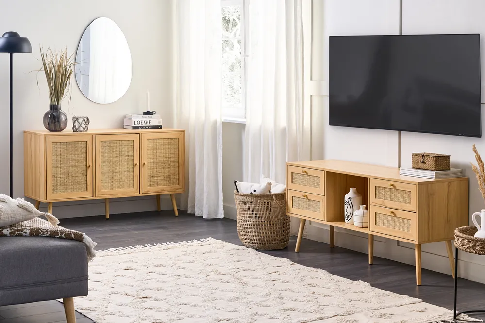 TV-Möbel PEROTE Rattan Hellbraun_841337
