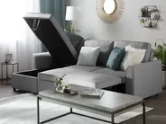 Corner Sofa Bed 3 Seater NESNA with Storage Fabric Light Grey Right Hand_717086
