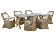 Gartenmöbel Set 6-Sitzer MAROS/OLBIA inkl. Kissen Beton Hellbraun_824033