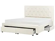 Bett mit Schubladen LIEVIN Samtstoff Hellbeige 180 x 200 cm_1185057