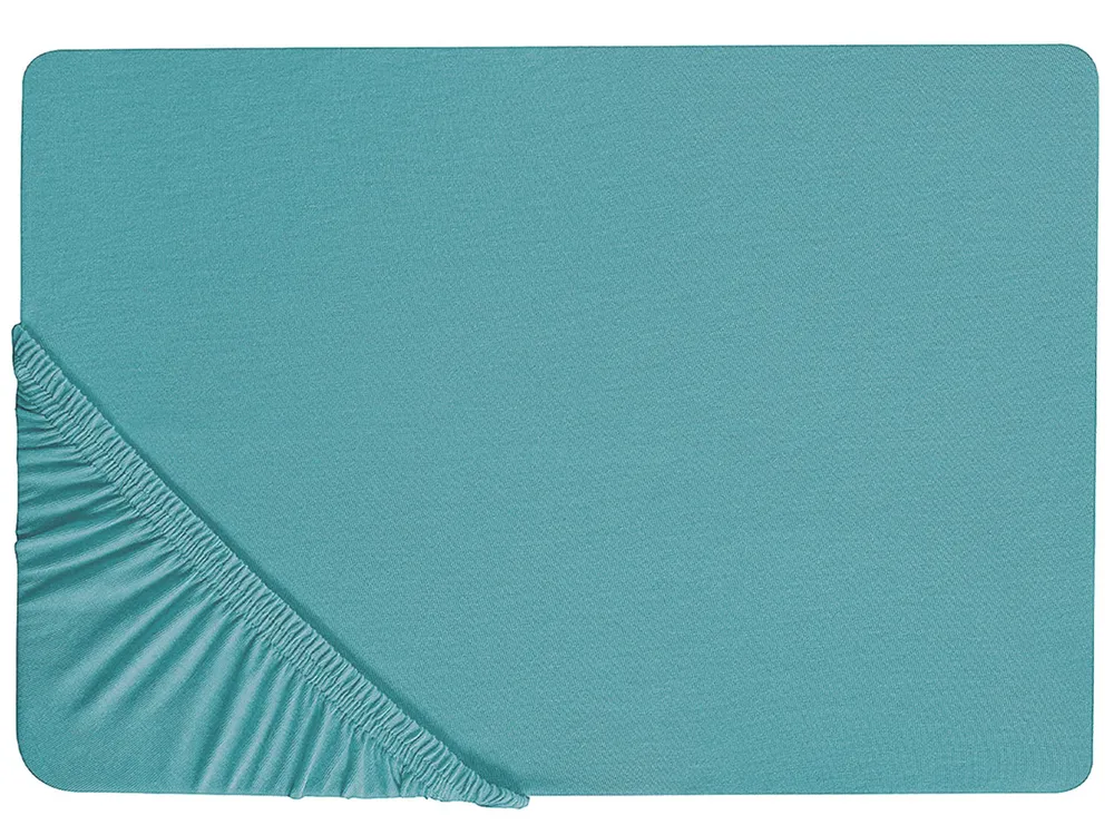 Spannbettlaken HOFUF 140 x 200 cm Baumwolle Türkis