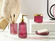 Set de 4 accessoires de salle de bain CARDENA Verre Rose_825306