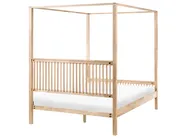 Four Poster Bed Wood HARFLEUR 160 x 200 cm (EU King Size) Light Brown_1023276