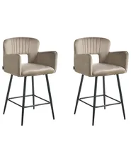 Set of 2 Bar Chairs SANILAC Velvet Taupe_912726