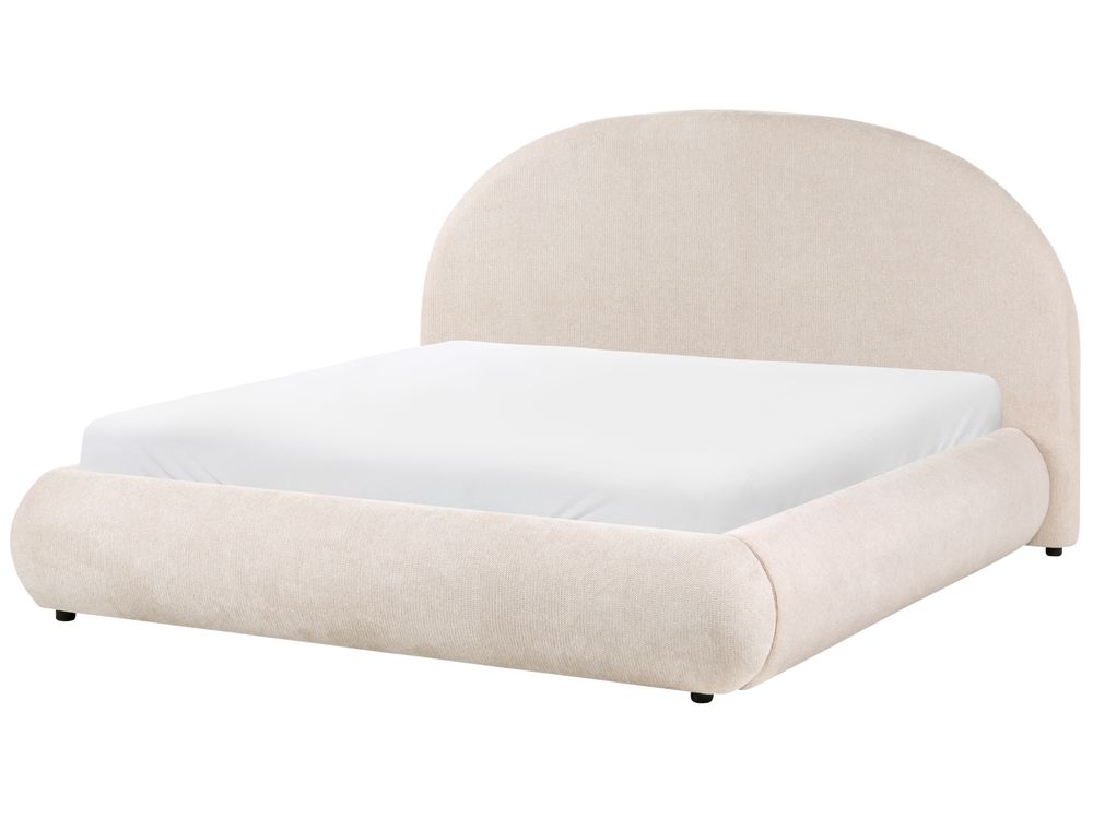 Ottoman Bed GRASSE Fabric Light Beige 160 x 200 cm (EU King Size)