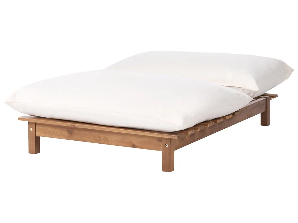 Sonnenliege mit Kissen SUNO mit Relaxfunktion Akazienholz Hellbraun_1044649
