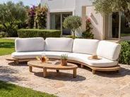 Gartensofa mit Tisch 4-Sitzer NUMANA Akazienholz Cremeweiß_1074241