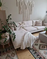 Corner Sofa 4 Seater VINTERBRO Velvet Light Beige Right Hand_961591