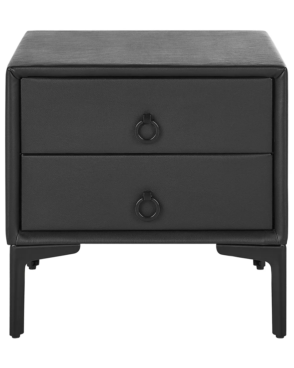 2 Drawer Bedside Table SEZANNE Faux Leather Black_795388