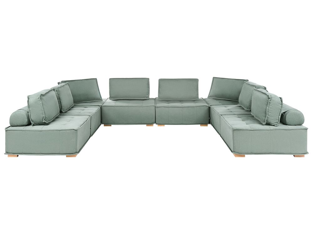 Modular U-Shape Sofa 8 Seater TIBRO Fabric Light Green