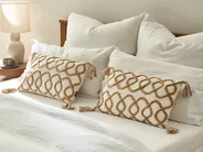 Dekokissen 2er Set INCANA 30 x 50 cm Baumwolle Beige Geometrisches Muster_843093