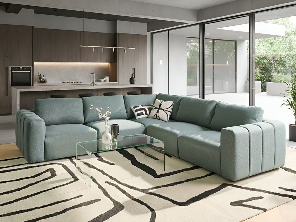 Modul Ecksofa 5-Sitzer KIVVIK Stoff Grün linksseitig