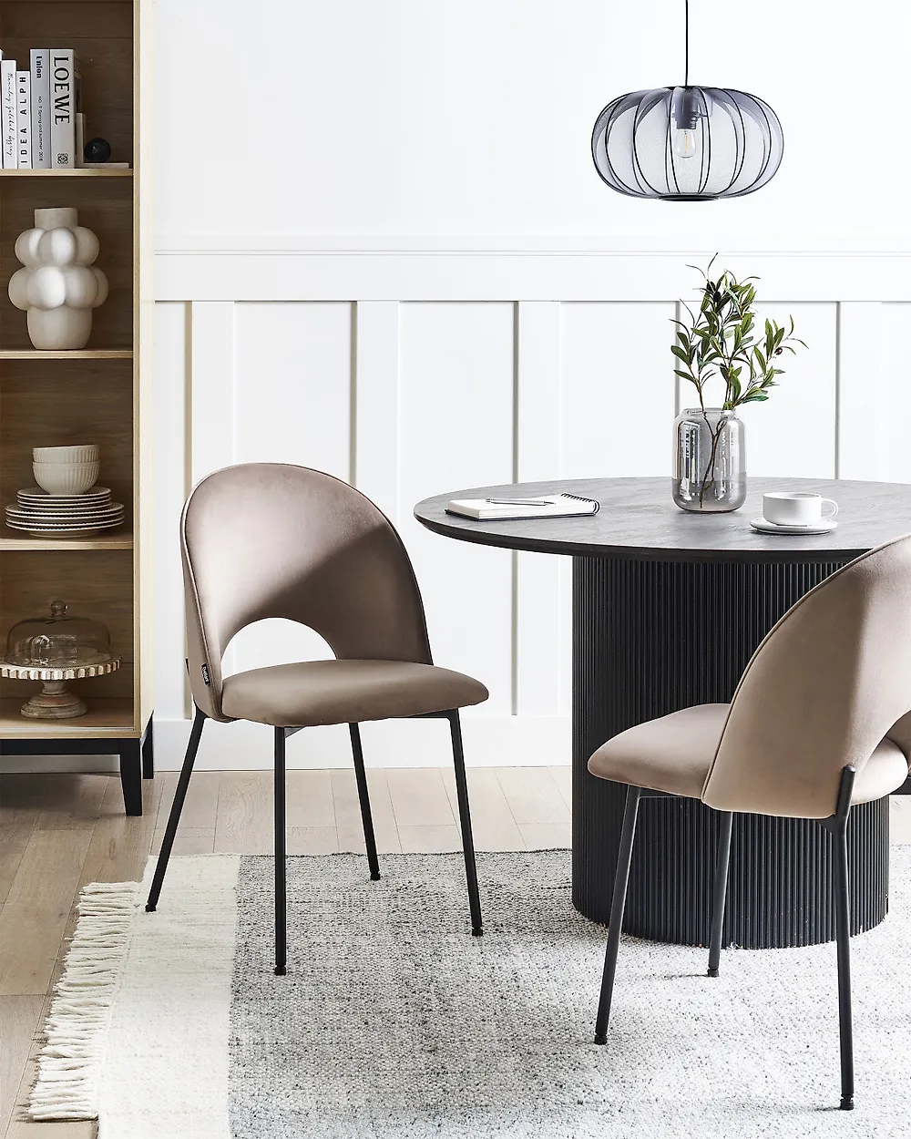 Set of 2 Dining Chairs COVELO Velvet Taupe_1154720