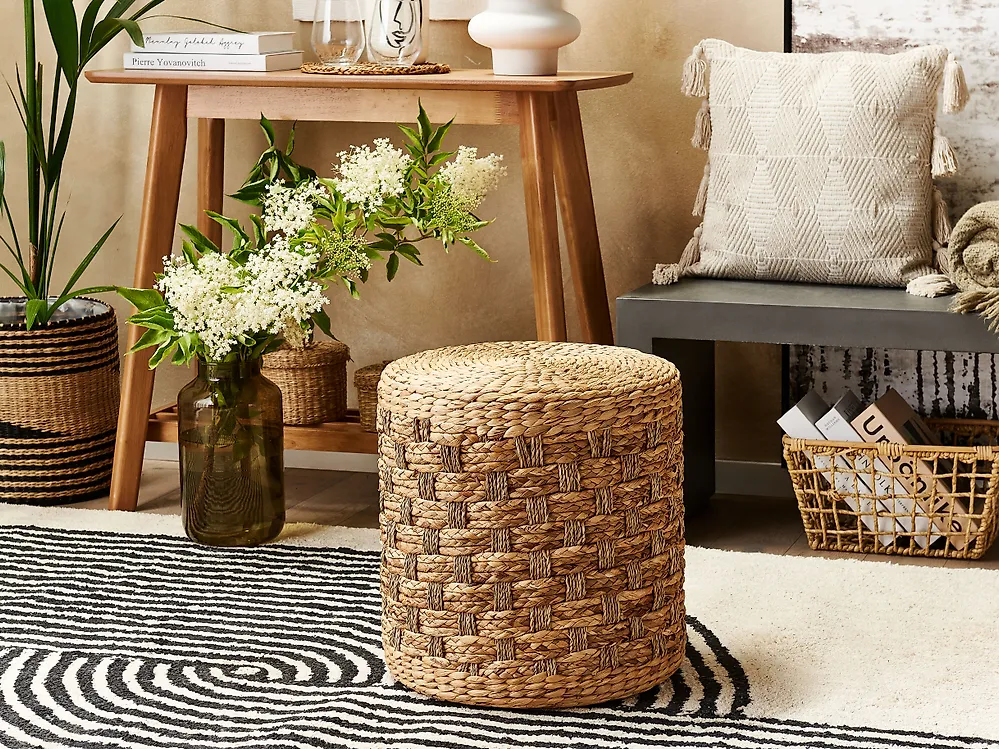 Pouf BASSLET Geflecht Beige_1171945