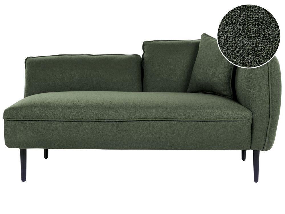Rechtsseitige Chaiselongue CHEVANNES Bouclé Dunkelgrün