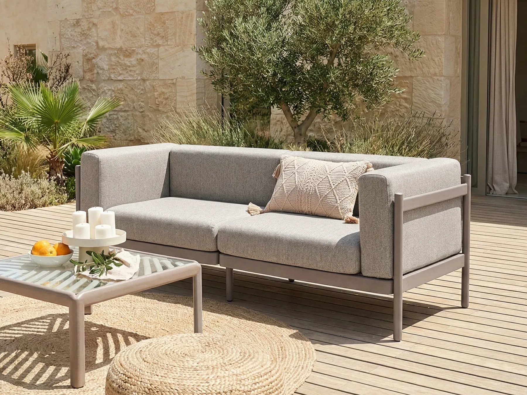 Gartensofa 2-Sitzer FERRETTI Taupe_1057965