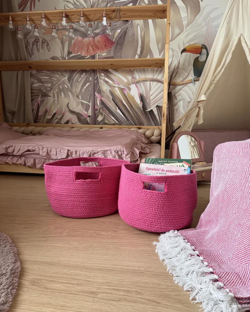 Aufbewahrungskorb 2er Set CHINIOT Baumwolle Fuchsia_945318
