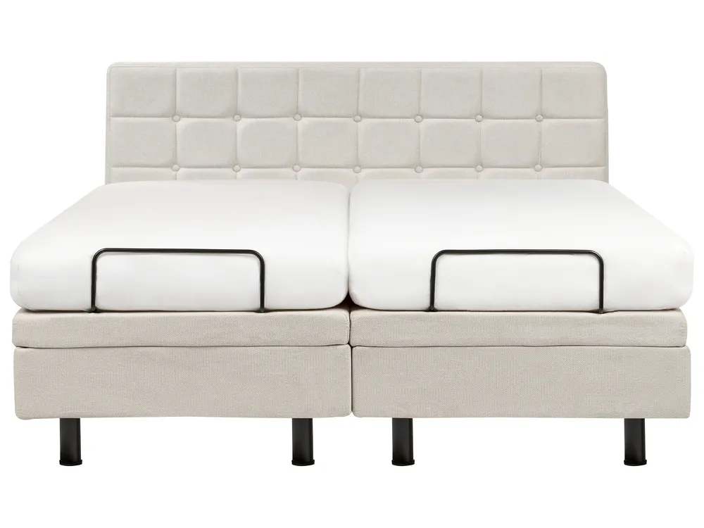 Bett verstellbar Stoff DUKE 160 x 200 cm Hellbeige_973428