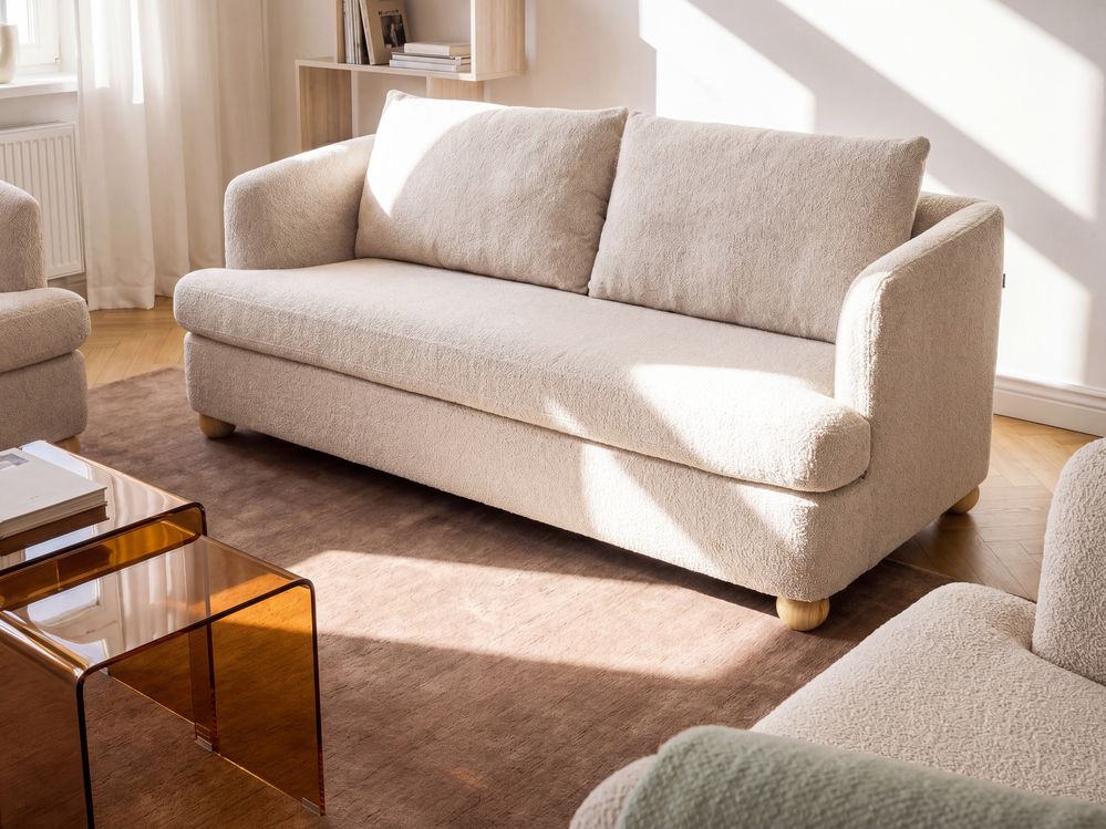 Sofa 3 Seater RATTVIK Boucle Beige