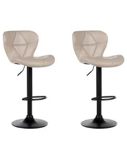 Set mit 2 Barstühlen VALETTA drehbar Kunstleder Hellbeige_894656