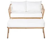 Garden Sofa 2 Seater FOLLO with Bench PE Rattan Light Brown_1079286
