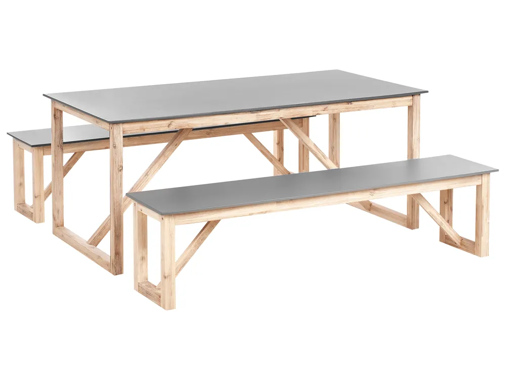 Gartenmöbel Set mit Bänken NOTTERI Beton Grau