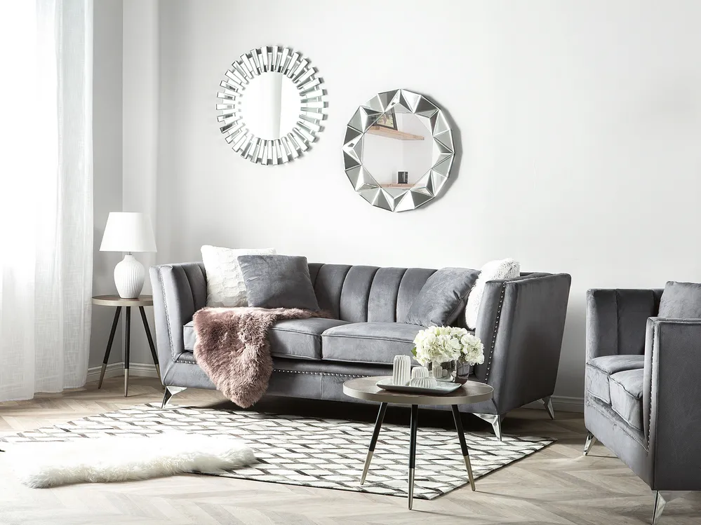 Sofa Set 5-Sitzer GAULA Samtstoff Grau_720518