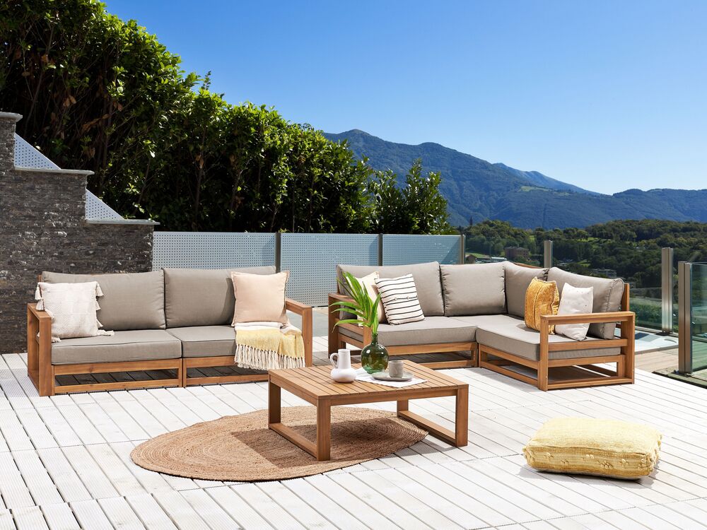 Seater Sofa Acacia Wood Outdoor Sofa Garden Lounge Set With Table