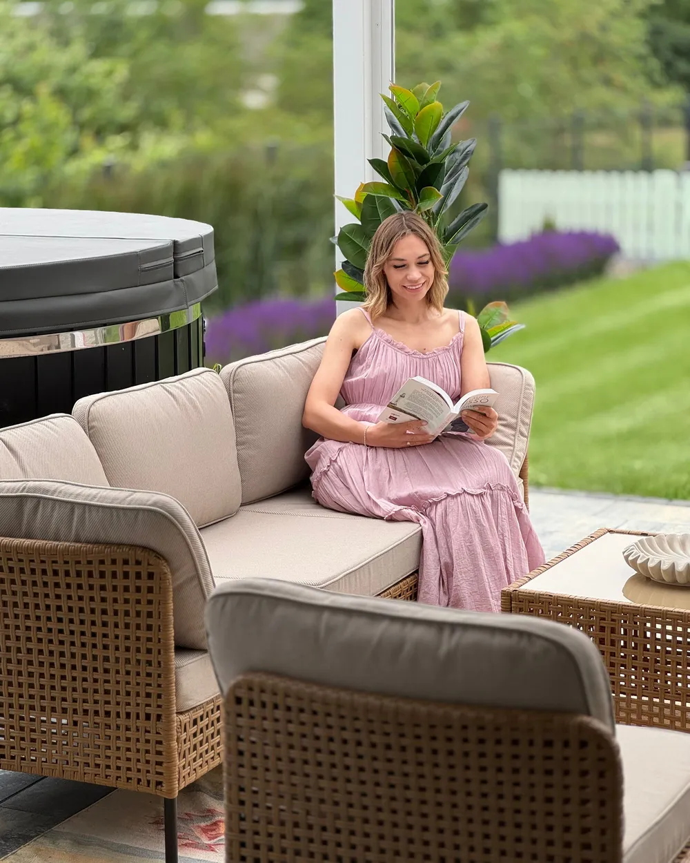 Lounge Set mit Tisch 6-Sitzer OMEGANA modular Polyrattan Hellbeige_1153789