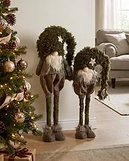 Weihnachtsdekoration 2er Set PORRAS 44-57/57-70 cm Zwerg Braun / Grün_1174988