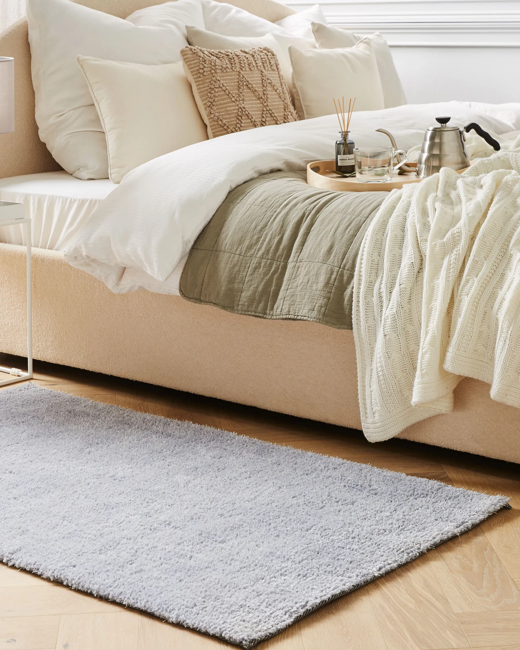 Shaggy Rug DEMRE Light Grey 80 x 150 cm_683472