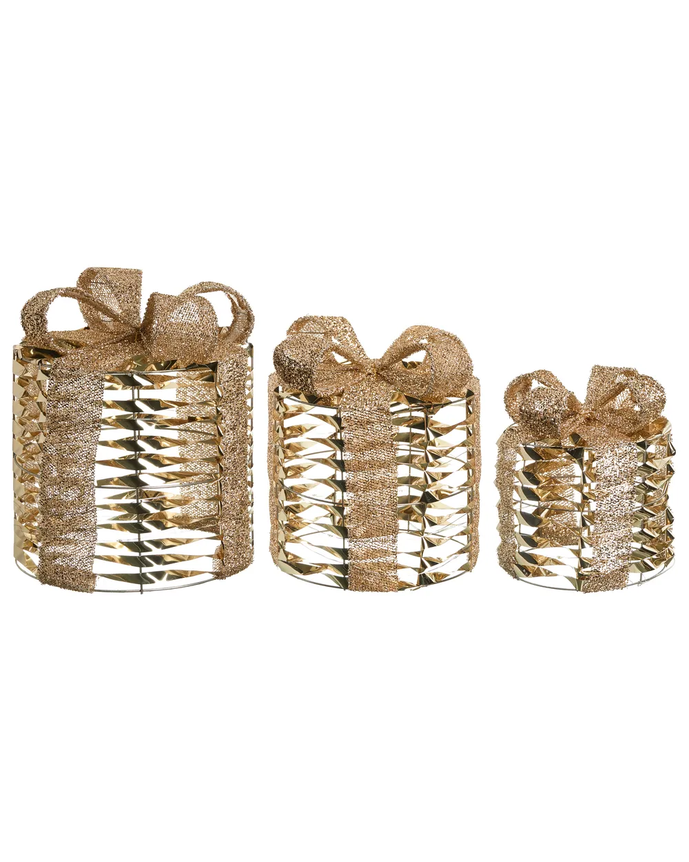 Weihnachtsdekoration 3er Set LED SLIVSO 20/25/30 cm Weihnachtsgeschenke Gold