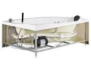 Whirlwanne Eckmodell mit LED NEIVA 150 x 100 cm Weiß linksseitig_796374
