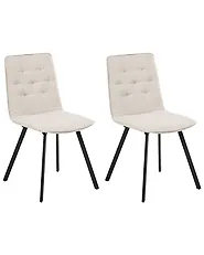 Set of 2 Dining Chairs CARVER Fabric Beige_1188091