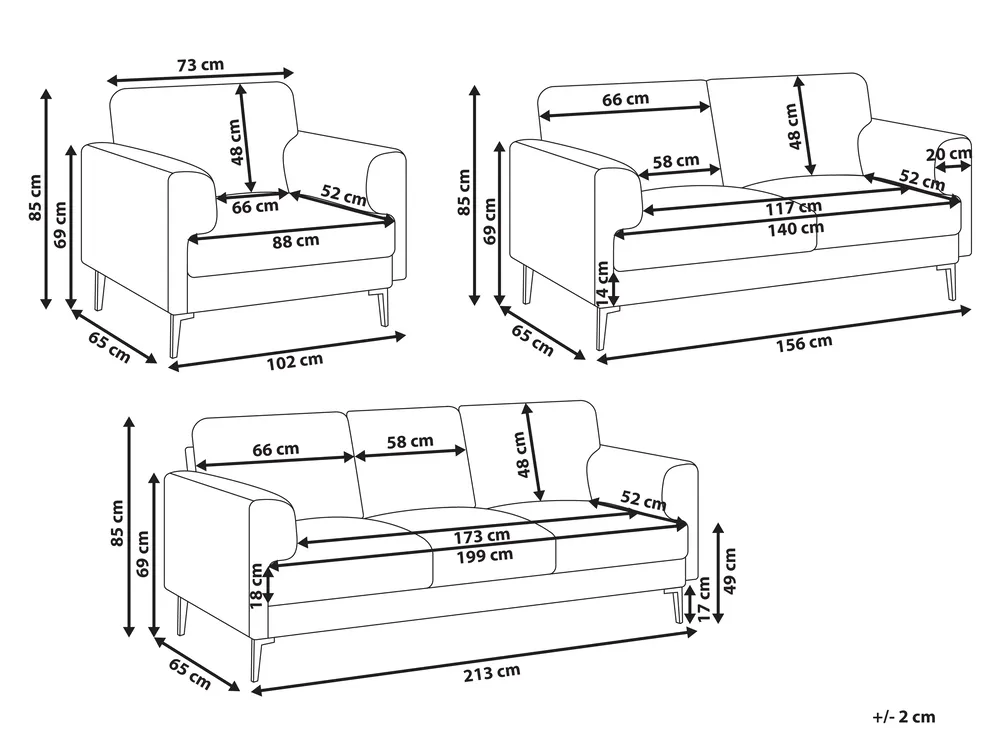 Sofa Set 6-Sitzer LOUSTO Stoff Braun_1043896