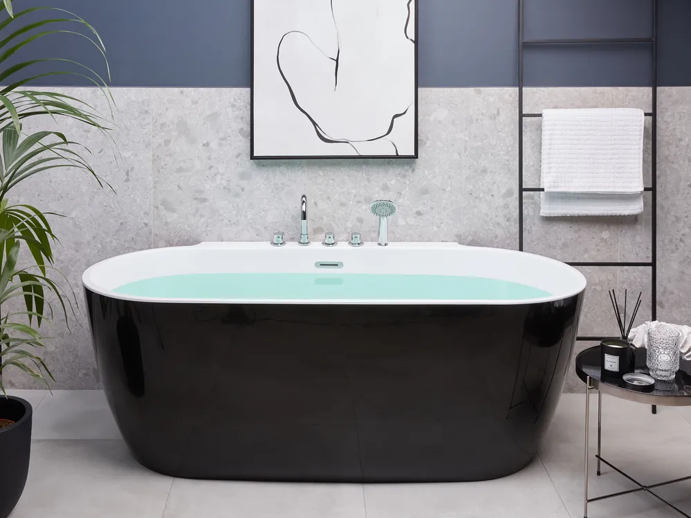 Freistehende Badewanne ROTSO 170 x 80 cm Schwarz / Weiß