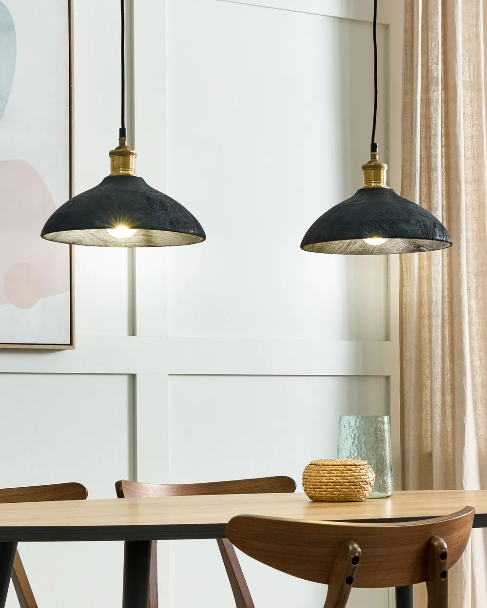 Hängeleuchte CHEYYAR Mango Holz Schwarz