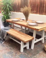 Garden Dining Table SCANIA 170 cm 80 cm Acacia Wood White_1172199