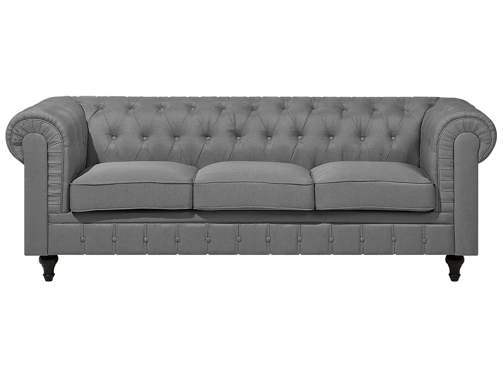 Sofa 3-Sitzer CHESTERFIELD Stoff Hellgrau