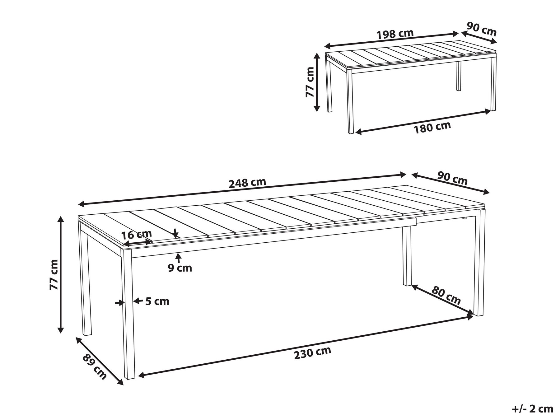 Ausziehbarer Gartentisch TOFANE 198/248 cm 90 cm Grau_928744