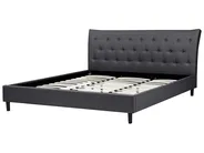 Bett mit Lattenrost Stoff SAVERNE 180 x 200 cm Dunkelgrau_708217