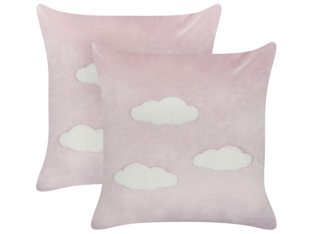 Set of 2 Decorative Cushions IPOMEA 45 x 45 cm Velvet Pink